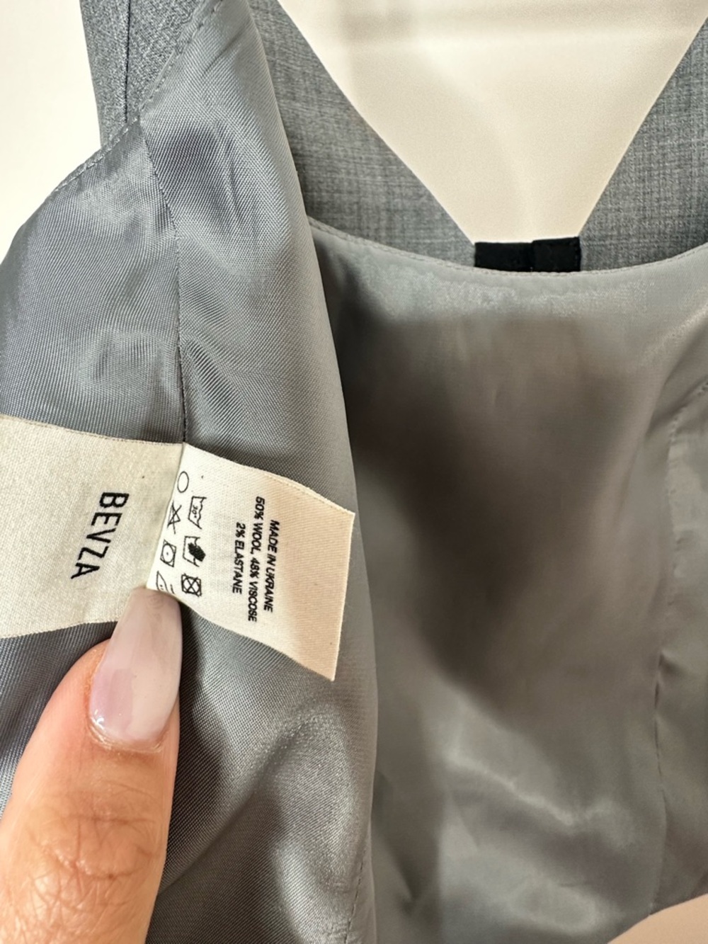 BEVZA Grey Corset Top | Designer Cropped Structured Top | High Fashion Piece - Picture 8 of 10